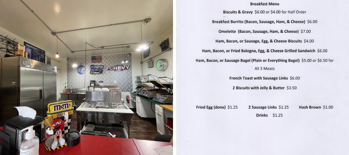 Mike's pit stop Menu
