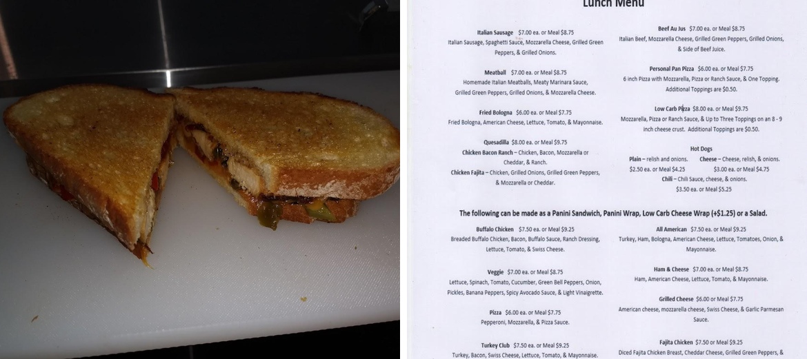 Mike's pit stop Menu